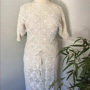 JENNIFER MOORE Vintage White 2 piece lace dress